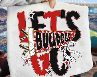 Lets Go Bulldogs Mascot Bow Football T-shirts, Go Bulldogs T-shirts, Bulldogs Mascot School Shirts, School Team Shirts, Football Team Shirt