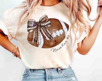 Cute Bow Coquette Football Mom Shirt, Custom Mascot Bow Shirt, Coquette Bows School Spirit Tshirt, Cheer Mascot Tee, Football Team Shirt
