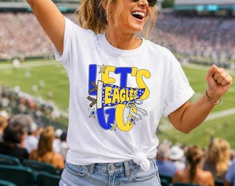 Lets Go Eagles Mascot Bow Football T-shirts, School Spirit Shirt, Mascot School, Eagles Fan Shirt, Custom Team Mascot Shirt, Game Day Shirt