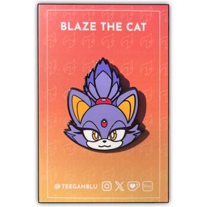 Pin de esmalte duro de Blaze the Cat: Sonic the Hedgehog, níquel negro, 1.5"