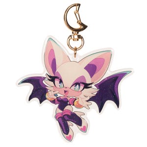 Rouge the Bat Keychain | Glitter Epoxy Charm | Sonic the Hedgehog Merch