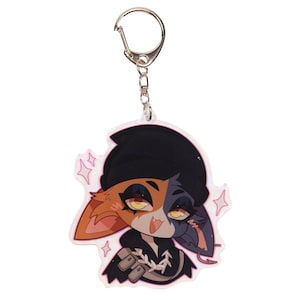Holographic Meow Skulls Acrylic Charm Keychain | Furry Anthro Merch
