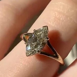 Marquise Engagement Ring, 3 Carat Solitaire Diamond Ring, IGI Certified Lab-Grown Diamond, Ring for Women, Handmade Jewelry.