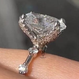 3 CT Oval Moissanit Verlobungsring: 14K Weißgold Art Deco Ehering