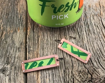 Fort Hill Brewery Beerings - beer can art earrings  - upcycled