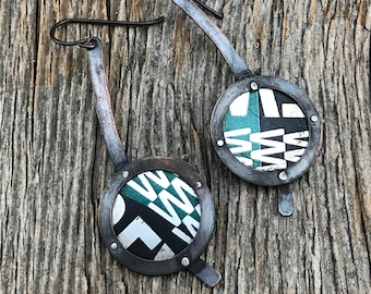Brew Dog Beerings - beer can art earrings  - upcycled