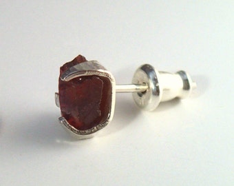 Single Adirondack Garnet Earring Natural Uncut Stones Etsy