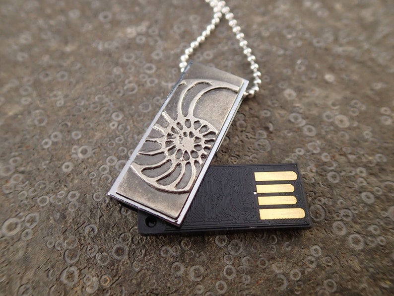 USB Flash Drive Necklace Nautilus Etsy