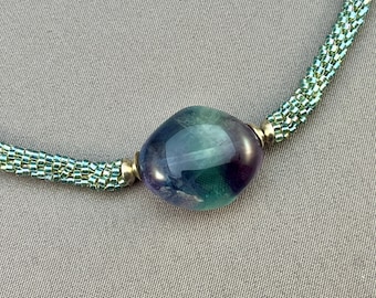 Green and Purple Fluorite with bead crochet
