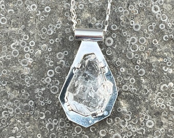 Herkimer Diamond pendant in handmade setting