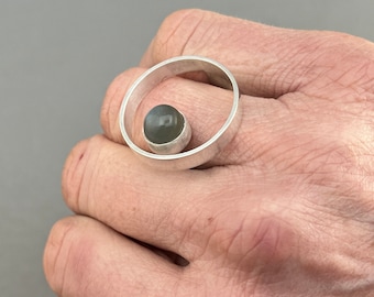 Moonstone Orbit Statement Ring - Handmade Art Jewelry
