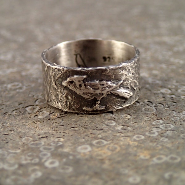 Cardinal bird ring - handmade art jewelry