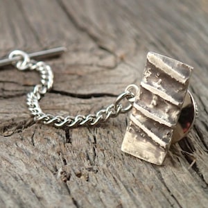 Sterling Tie Tack - Rectangle with bars
