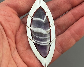 Chevron Amethyst Two-Sided Pendant