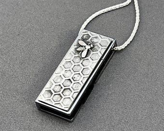 Honey Bee USB flash drive necklace - handmade art jewelry
