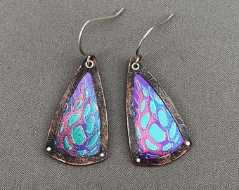 Recycled copper with beer can graphics earrings - beerings