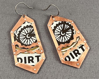Recycled copper with beer can graphics earrings - beerings