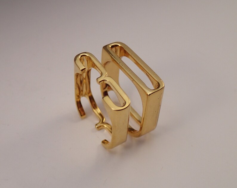 Fontasy Letter and Number Rings Gold Plated Brass Etsy