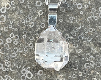 Herkimer Diamond pendant in handmade setting