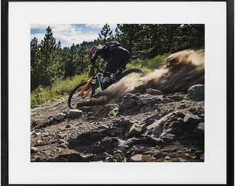 Framed Enduro Mountain Biking Poster - Tahoe Roost