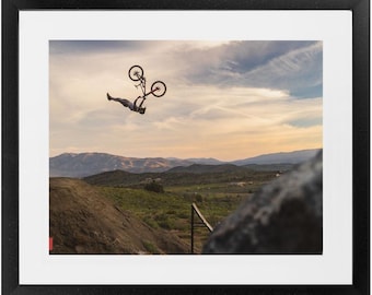 Framed Freeride Mountain Biking Print - Dj Brandt Superflip