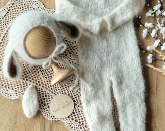 Baby Sheep Outfit, Newborn Photography props, Newborn Sheep Costume, First Birthday Outfit, Knitted Costume for Baby