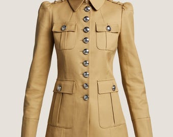 Chaqueta de oficial de algodón caqui a medida: abrigo utilitario de estilo militar