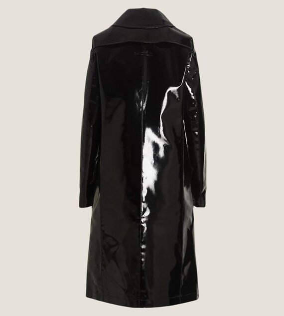 Glossy Vinyl Long Trench Coat – Handmade Women's Waterproof