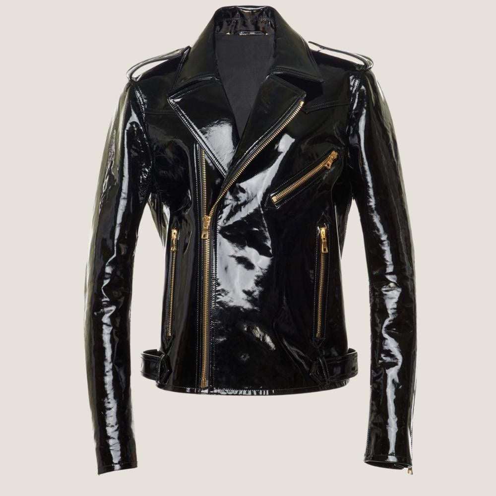 Black Leather Jacket, Gold Zipper - Etsy display picture 1