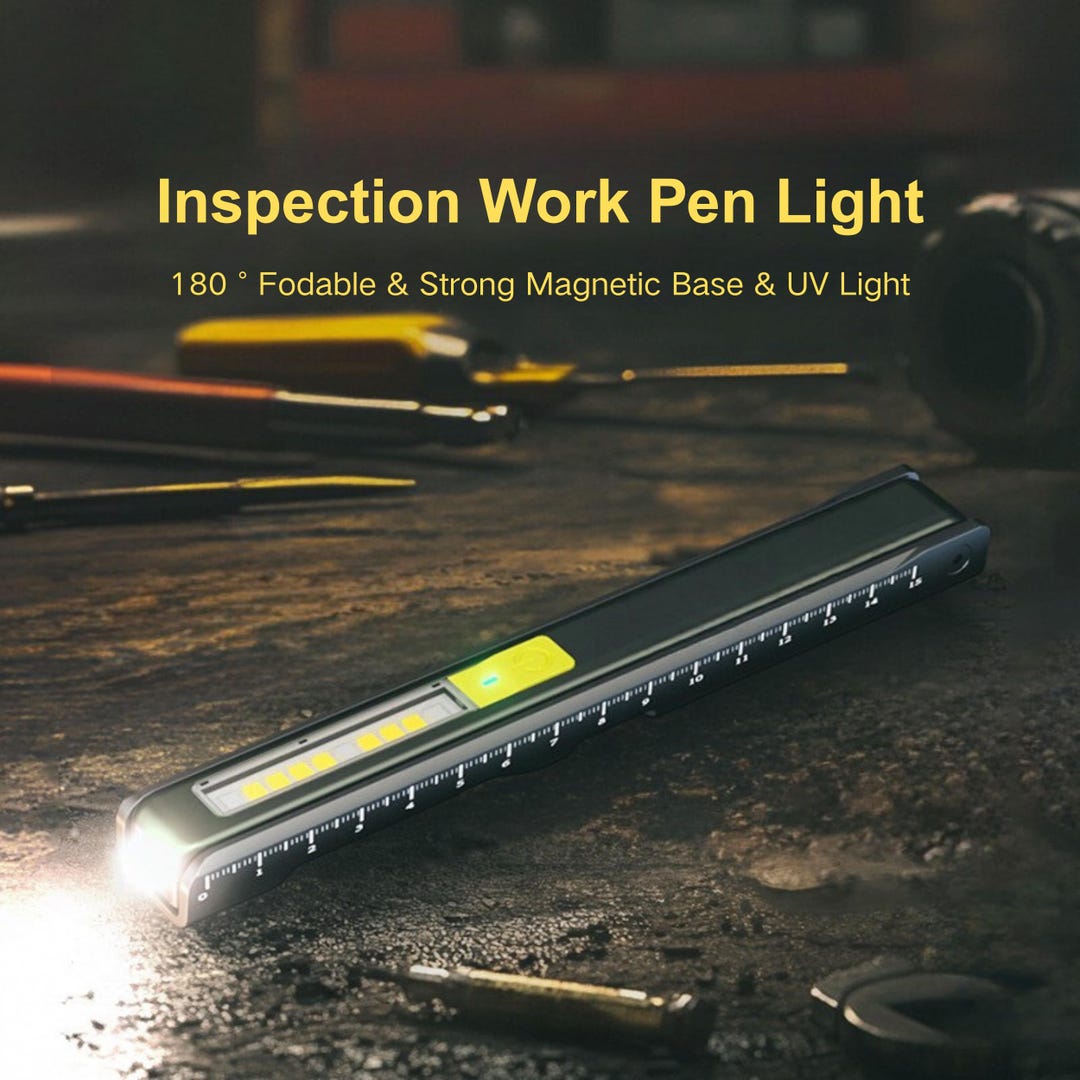 Retractable Pen Inspection Machine LED Inspection Pen Light – 6 Inches Ruler, Rechargeable 200 Lumen With ...
