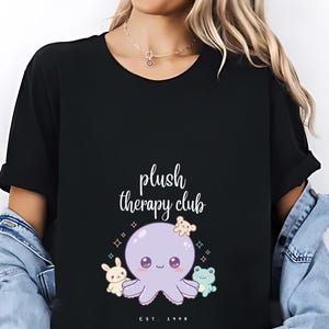 Kawaii Custom Octopus Tee, I Talk to My Plushies Shirt, Pastel Comfort Animal Tshirt, Emotional Support Octo Gift, Cute Personalized Tee