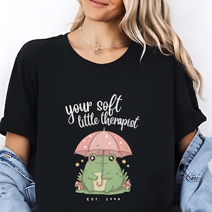 Kawaii Personalized Emotional Support Frog Shirt, Personalized Comfort Animal Tee, Cute Mental Health Gift, Custom Soft Therapy Frog T-Shirt