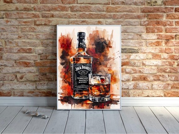 Peintures sur Toile - Whisky & Cigare - 30x20 cm | Décoration murale | Tirage photo