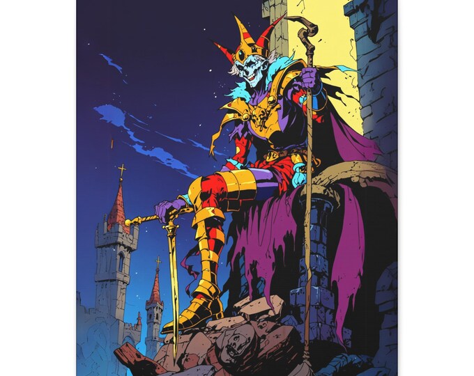 Vibrant Fantasy Art Canvas Print, Wall Decor for Gamers & Fantasy Fans, Perfect for Home, Birthday, Halloween, or Gifting, Jester