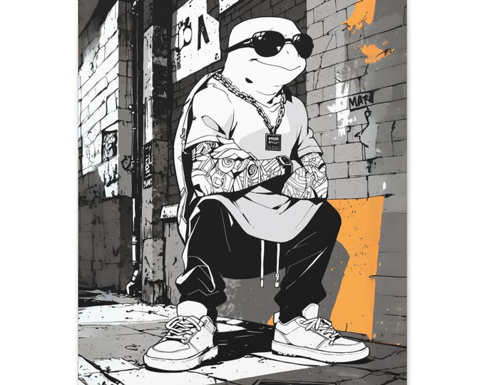 Cool Turtle Street Art Canvas, Hip Hop Decor, Urban Wall Art, Gift for Trendsetters, Modern Home Decoration