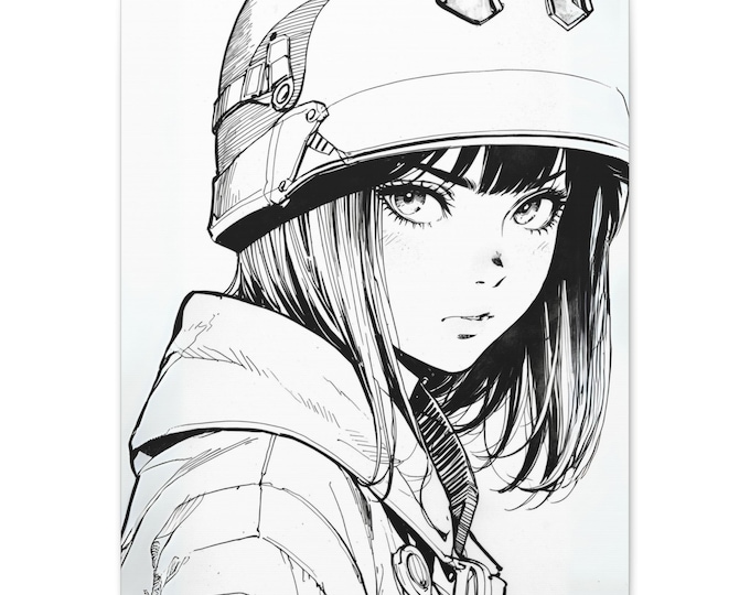 Anime Girl Wall Art, Edgy Home Decor, Unique Gift for Gamers, Stylish Stretched Canvas Print, Manga Art for Bedrooms, Cool Character Design