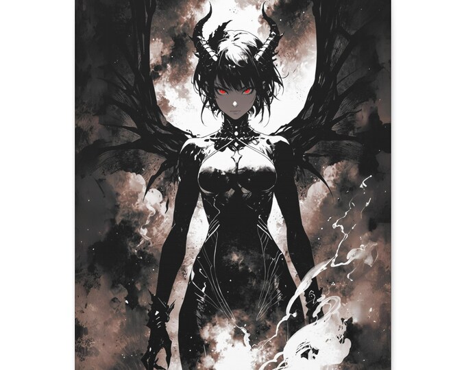 Gothic Humanoid Dragon, Art Canvas Print - Dark Fantasy Wall Decor, Occult Artwork, Perfect for Anime Lovers, Home Decoration for Halloween