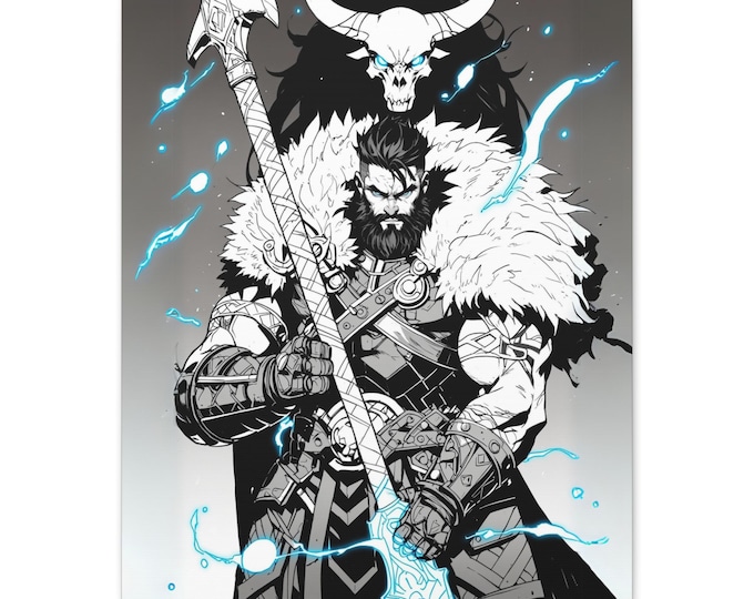 Viking Warrior Canvas Art - Mythical Wall Decor, Home Decor, Gift for Him, Fantasy Artwork, Nordic Legend Print