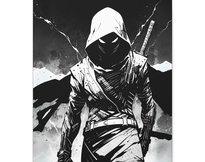 Edgy Ninja Art Canvas Print, Modern Wall Decor, Anime Home Decoration, Gift for Gamers, Stylish Space Art