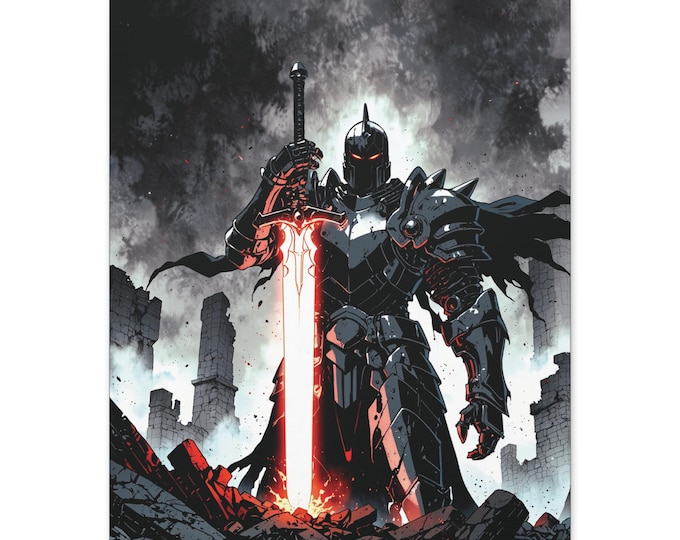 Fantasy Knight Canvas Artwork, Wall Art for Geeks, Home Decor, Gift for Gamers, Medieval Art, Dungeons & Dragons
