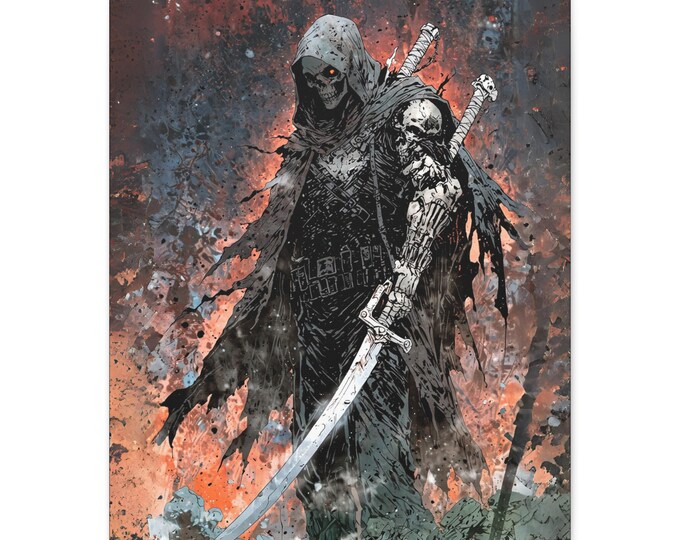 Gothic Wall Art, Dark Fantasy Canvas Print, Edgy Home Decor, Unique Gift, Spooky Room Decoration, Halloween Art, Rogue, Skeleton