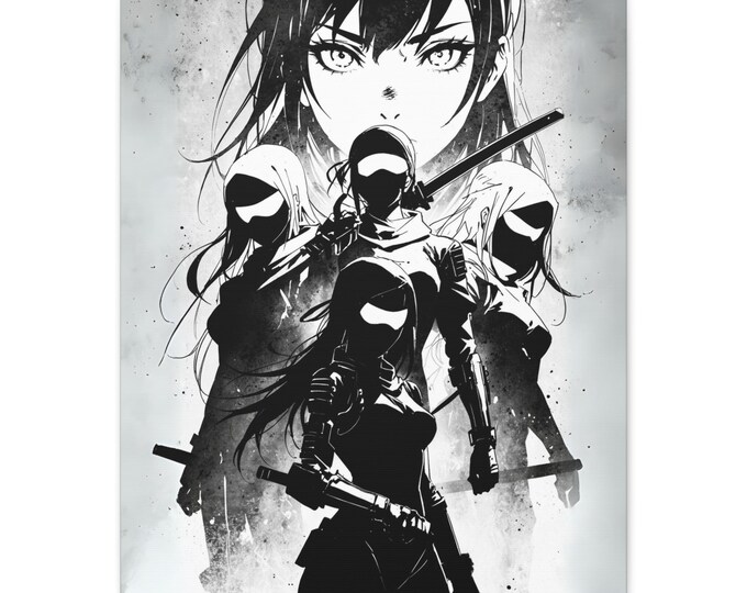 Ninja Warrior Canvas Art, Minimalist Wall Decor, Anime Art Print, Perfect Gift for Gamers, Unique Home Decoration