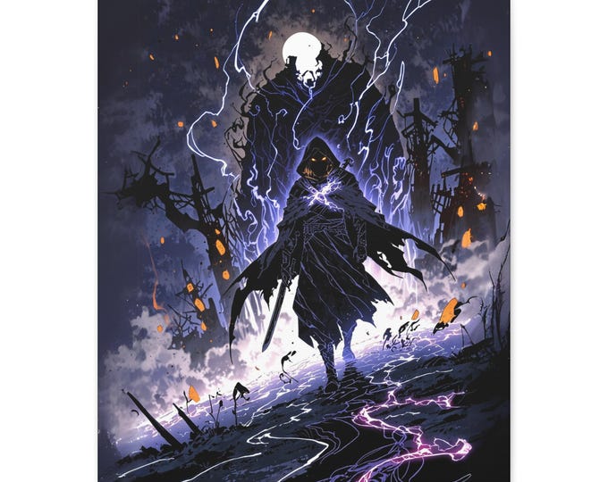 Mystical LED Canvas Wall Art, Dark Fantasy Artwork for Home Decor, Gift for Gamers, Unique Art Piece for Halloween