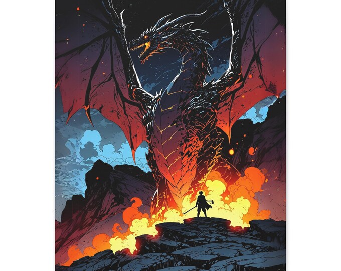 Fantasy Dragon Canvas Wall Art, Epic Dragon Art, Home Decor, Gift for Fantasy Lovers, Bedroom Decor, Unique Wall Hanging
