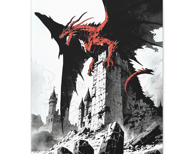 Fantasy Dragon Canvas Art Print, Bold Wall Decor for Gamers & Fantasy Lovers, Perfect for Home, Office, or Gifts