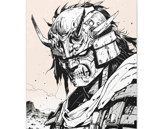 Anime Samurai Wall Art, Cool Canvas Print, Home Decor, Gift for Him, Modern Art, Living Room Art, Unique Artwork