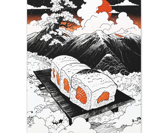 Sushi Art Canvas Print, Vibrant Wall Decor, Japanese Themed Art, Home Kitchen Decoration, Unique Gift for Foodies, Dining Room Decor