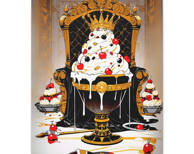 Royal Sundae Canvas Wall Art | Ice Cream Art Print | Home Decor for Food Lovers, Unique Gift for Birthdays, Kitchen Wall Decor, Dessert