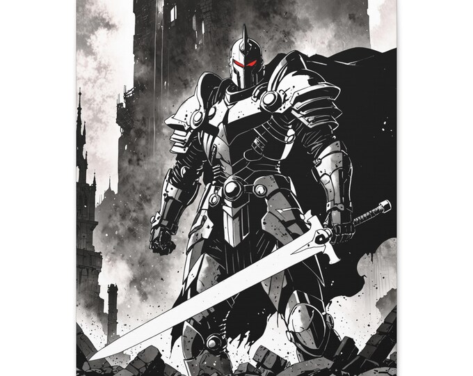 Heroic Knight Art Canvas Print, Fantasy Wall Decor, Gift for Gamers, Dungeons & Dragons Artwork, Medieval Fantasy Home Decor