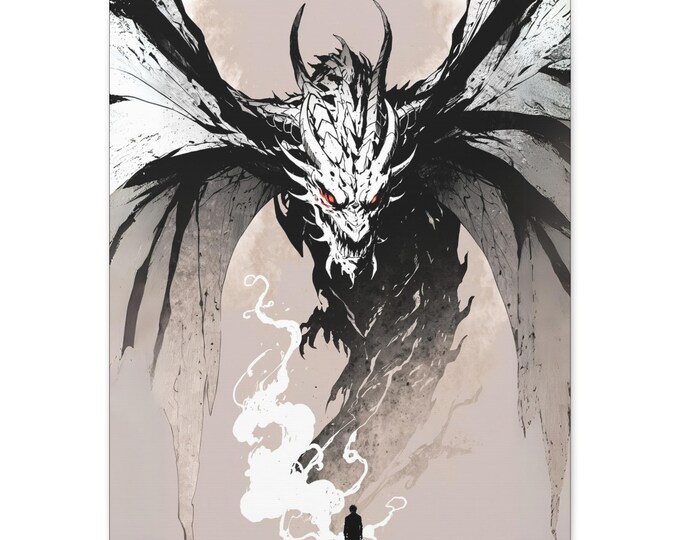 Fantasy Dragon Wall Art | Stretched Canvas Decor | Home Office Art | Gift for Gamers and Fantasy Lovers | Unique Wall Decor